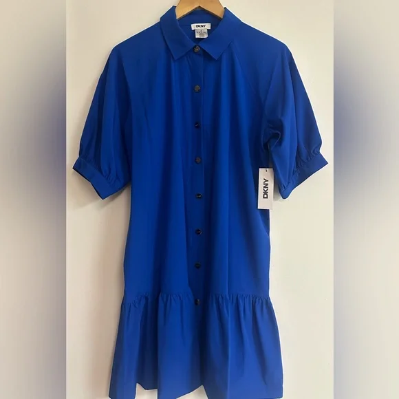 DKNY Blue Button-Up Dress - Picture 3 of 9